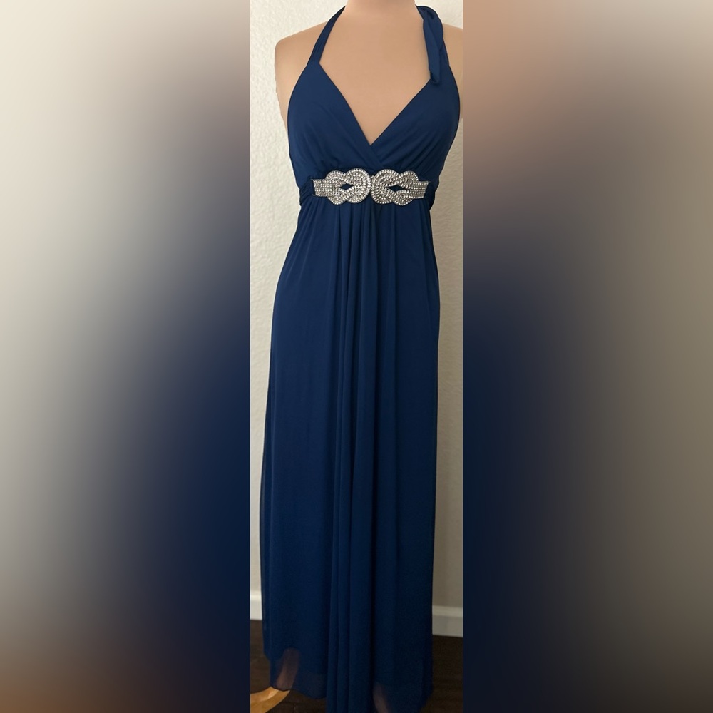 Fiesta Deep Blue Maxi Dress with Sparkling Waist